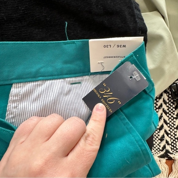 NWT brooks brother “346” teal flat front men’s trousers size 36W x 30L - Picture 3 of 4